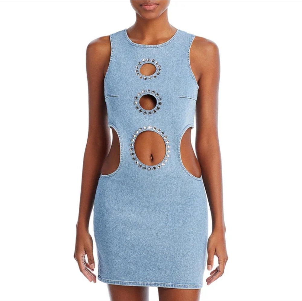 🔥7 For All Mankind × ADR DENIM DRESS embellished with Real Swarovski crystals.